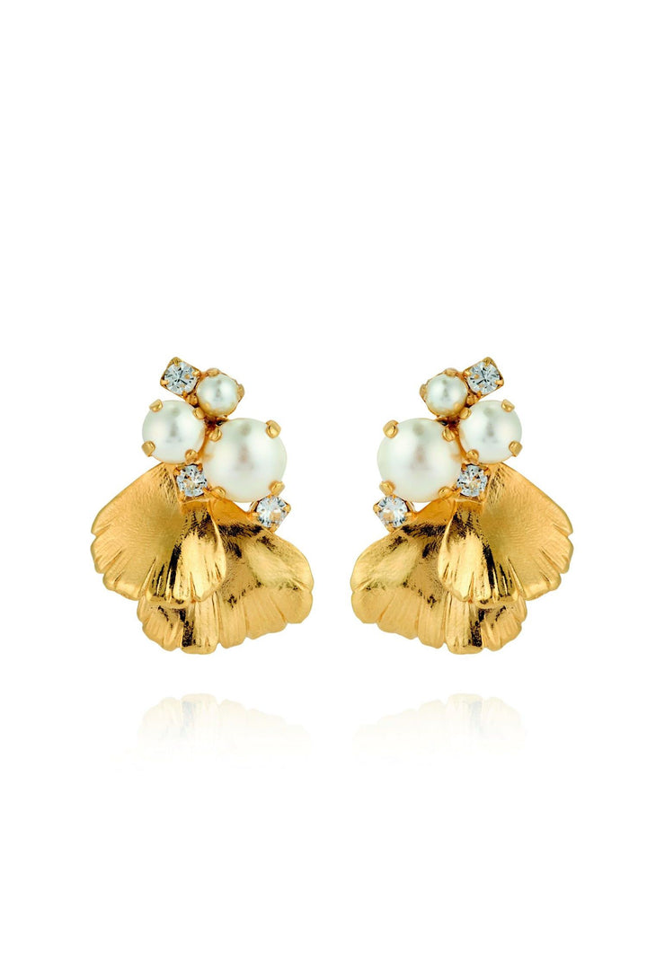 LUMI PEARL EARRINGSGOLD  Pearl / Crystal