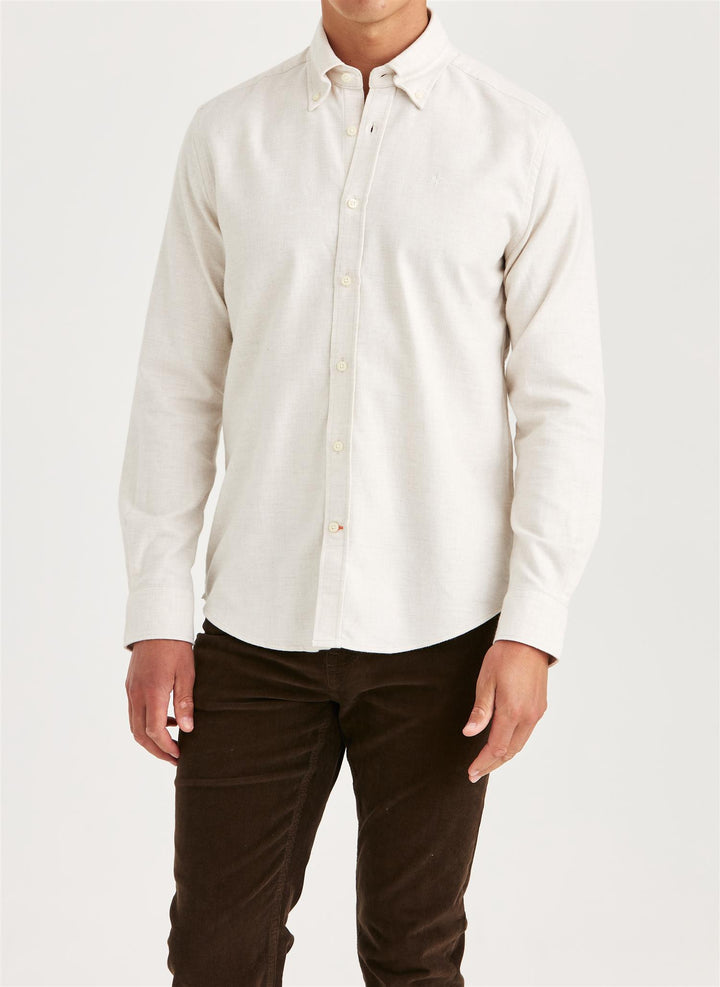 Twill Flannel Shirt-Slim Fit  Off White