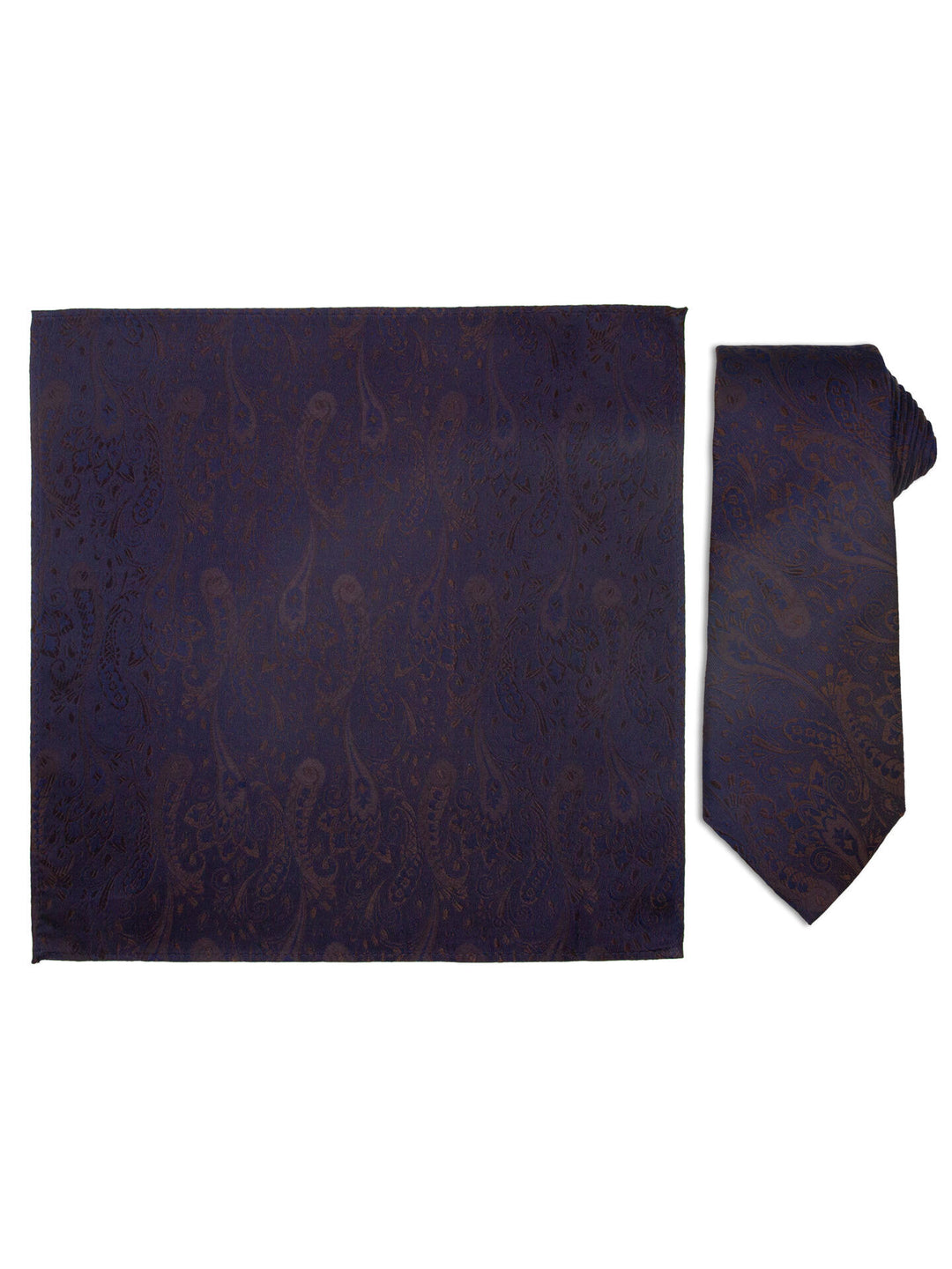 Santi silkeslips+lommetørkle paisley  Coffee