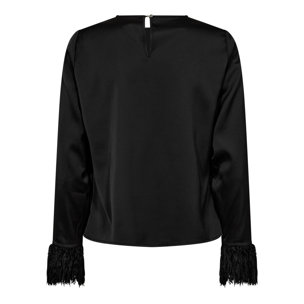 AdnaCC Drape Feather Blouse  Black