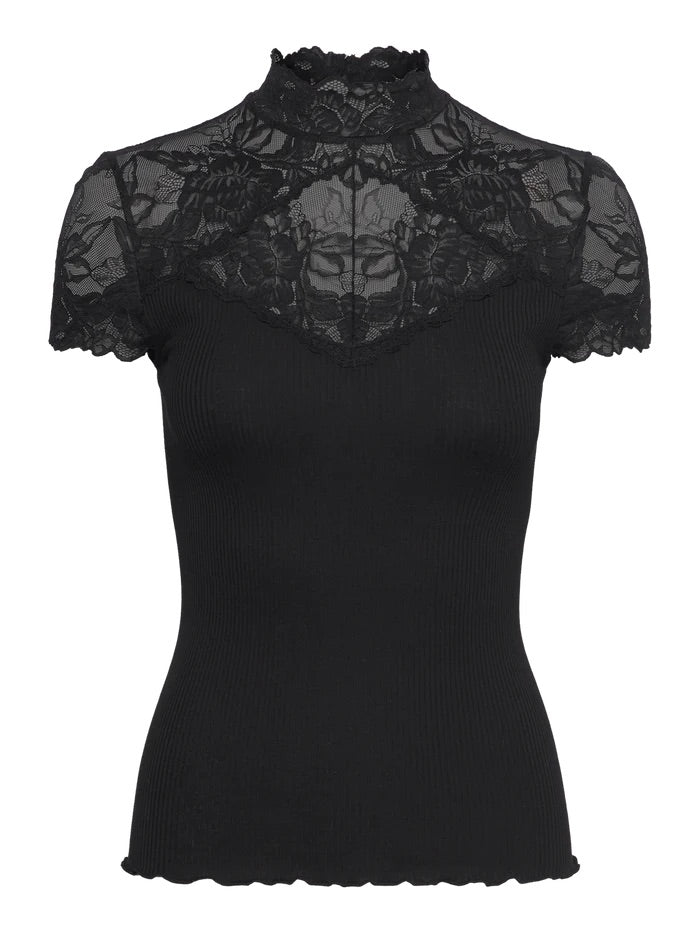 RWBeatha Silk Capsleeve Lace T-shirt  Black