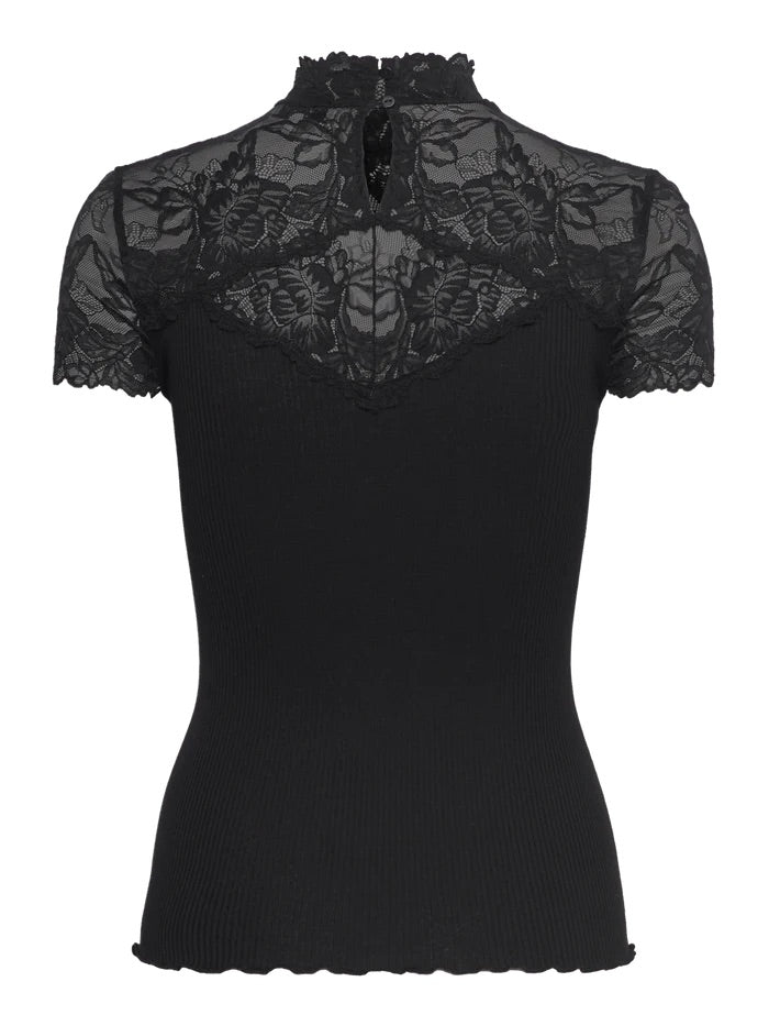 RWBeatha Silk Capsleeve Lace T-shirt  Black