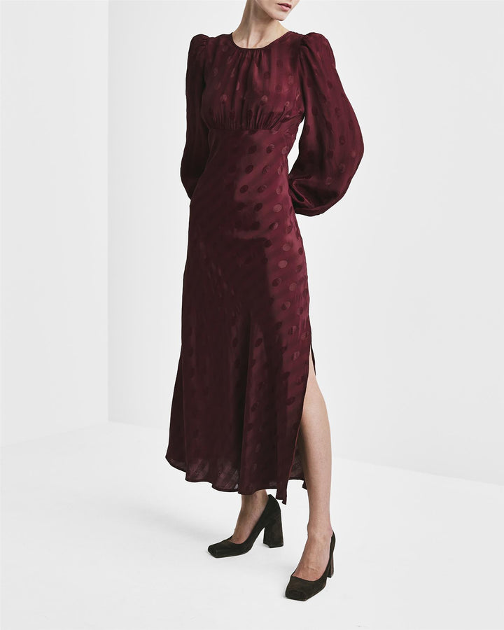 VISCOSE MIDI DRESS  Burgundy