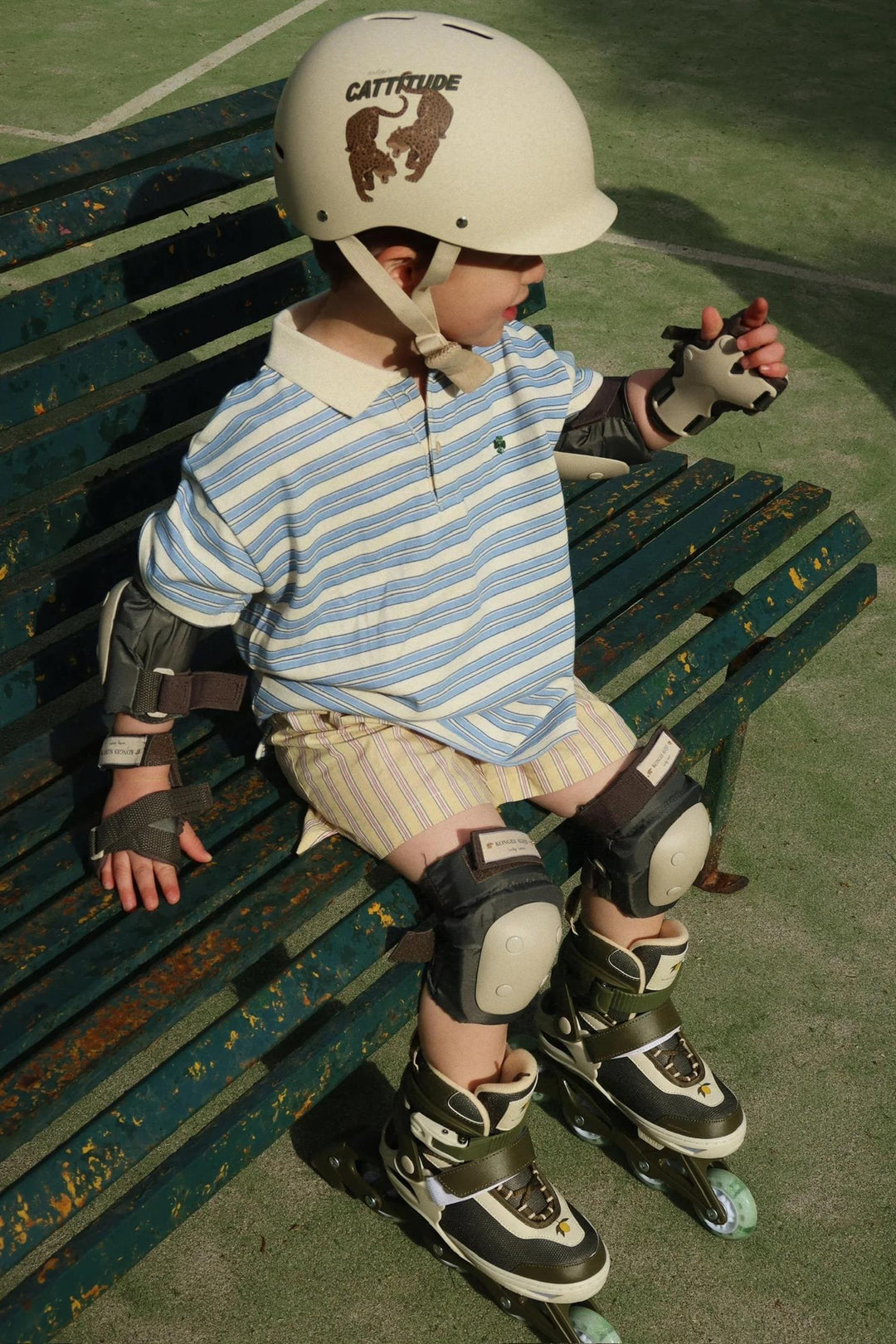 SPOTTY SS POLO GOTS  Stripe Ciel