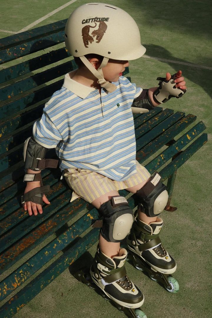 SPOTTY SS POLO GOTS  Stripe Ciel