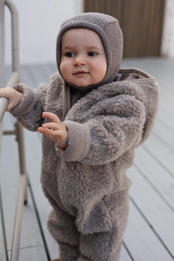Pram Suit Wool Teddy w. Lining  Camel Melange