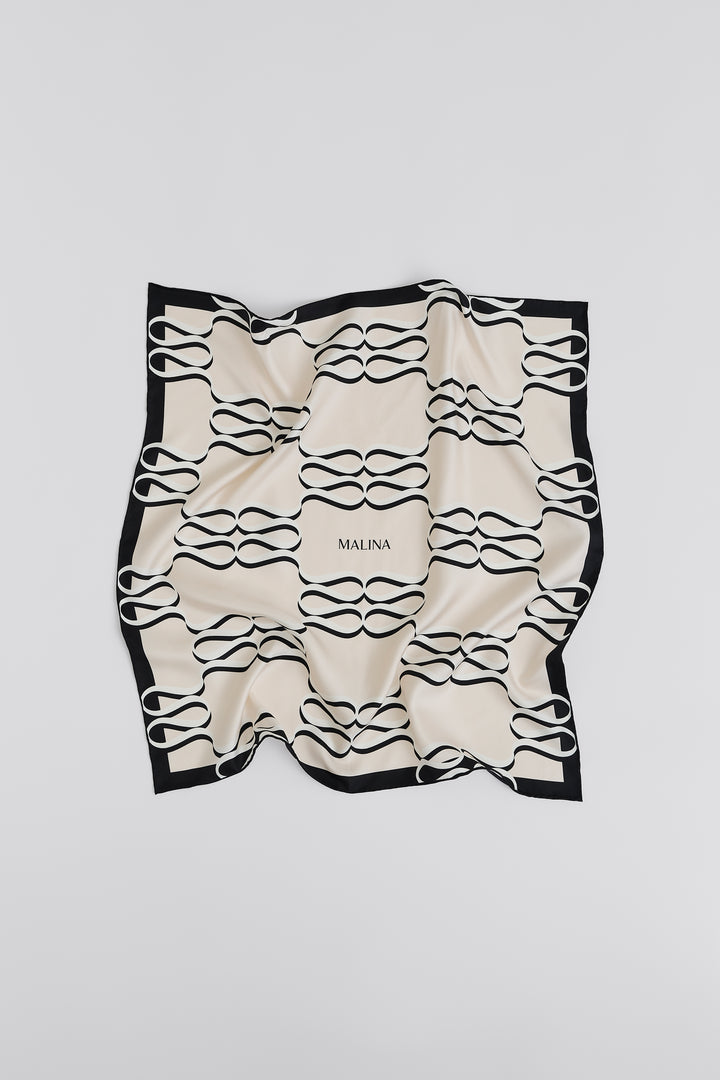 SILK TWILL SCARF  Monogram Cream