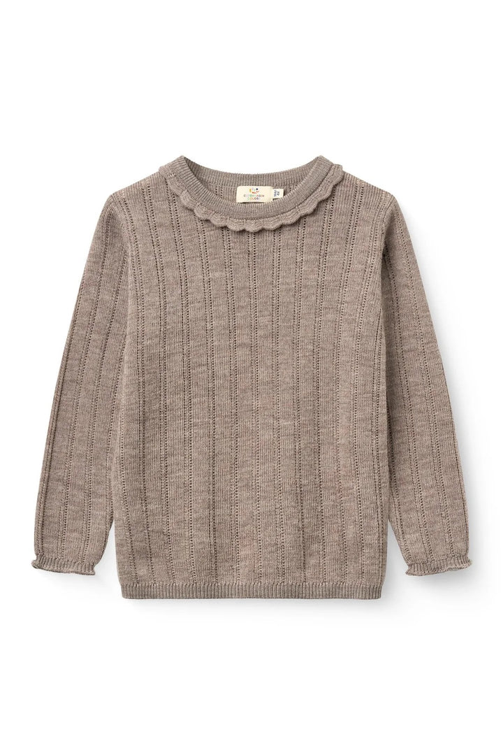 LS MERINO POINTELLE BLOUSE  Natural Melange