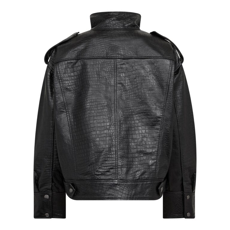 CrocoCC Leather Bomber  Black