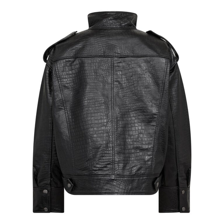 CrocoCC Leather Bomber  Black