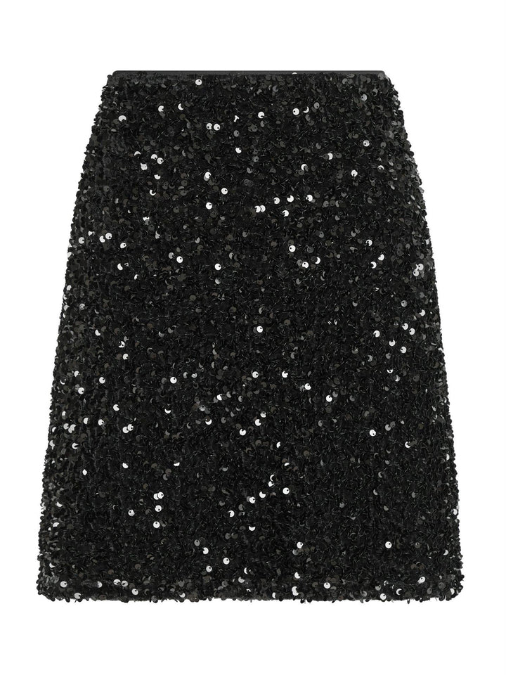 Miva Velvet Sequins Skirt  Black