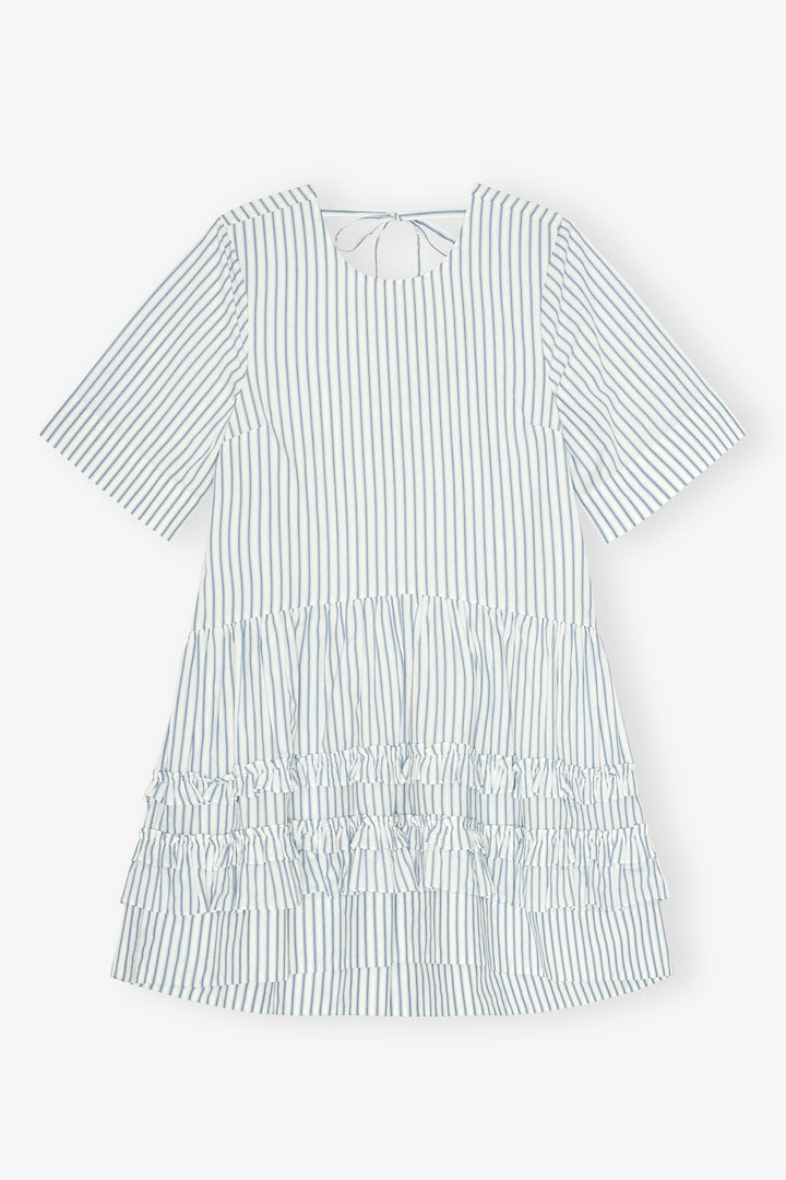 Stripe Cotton Mini Dress  Egret