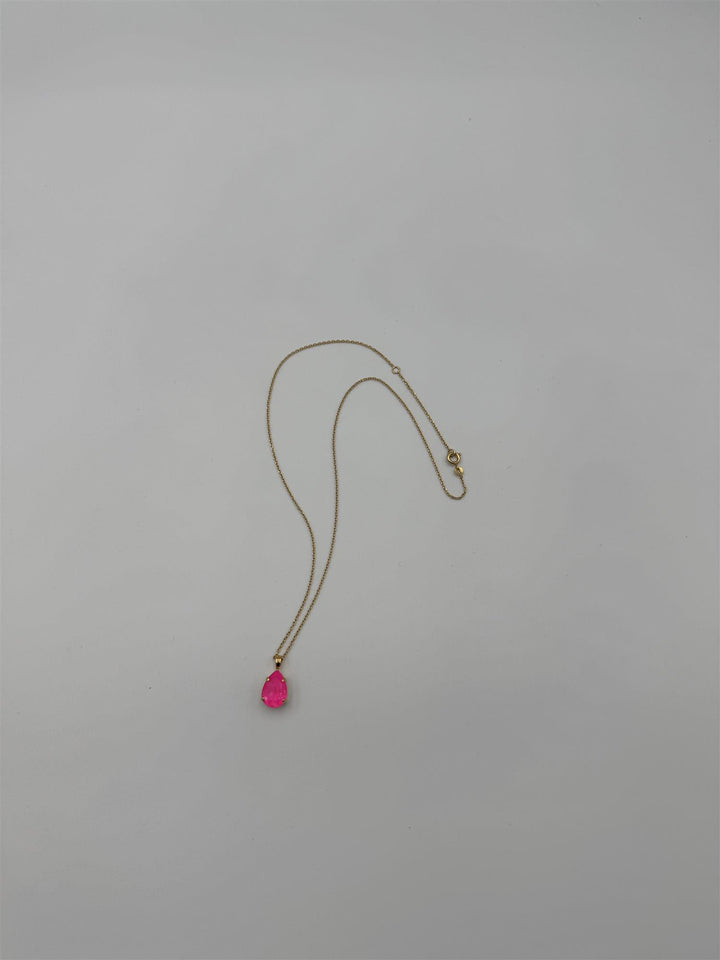 MINI DROP NECKLACE GOLD  Electric Pink Ignite