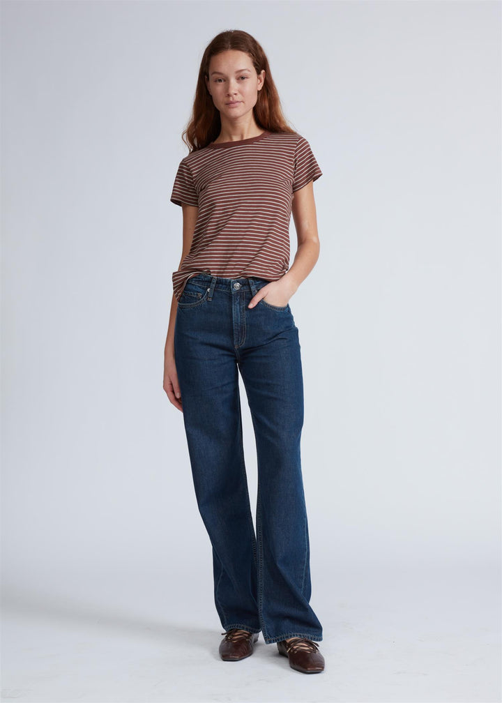 THE SLUB STRIPE TEE  Brown Multi