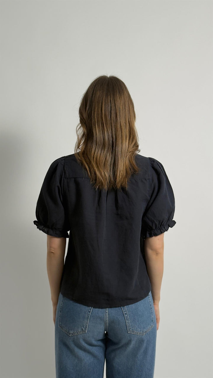 ODESA LINEN BLOUSE  Navy