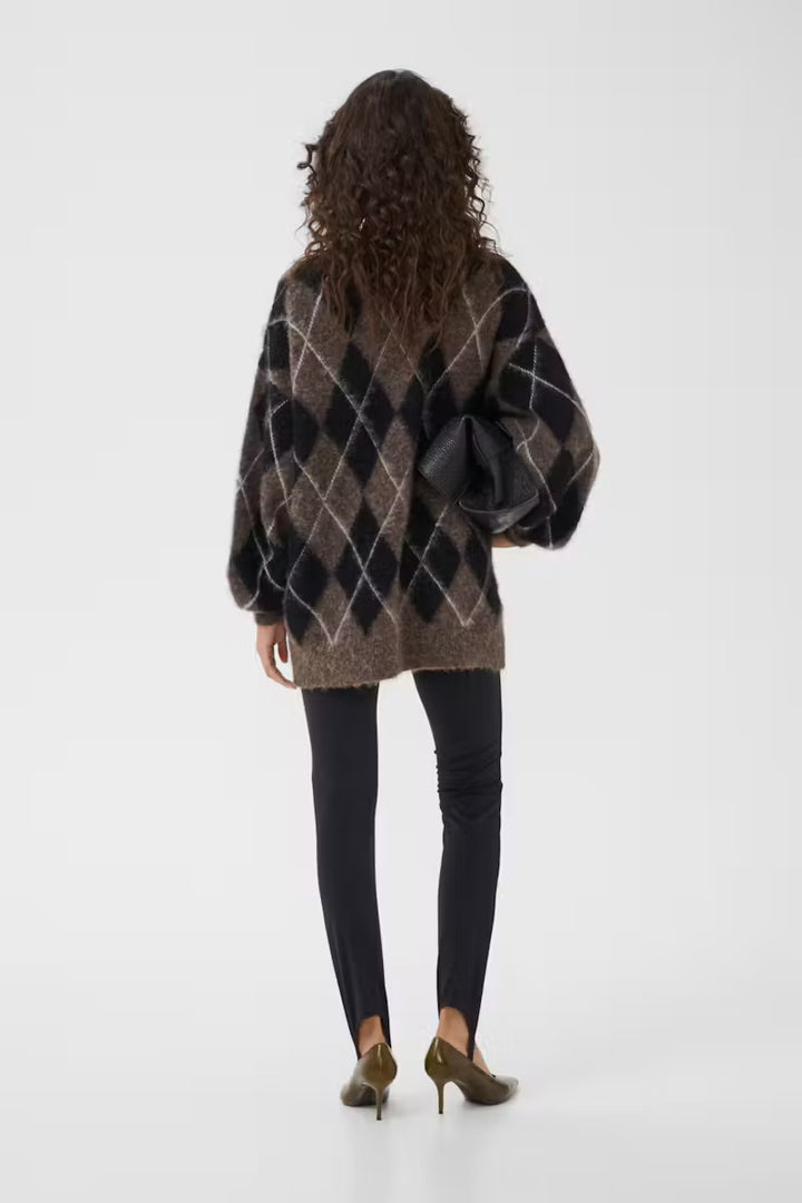 SIDA MULTI LONG PULLOVER  Black/Chestnut/Ivory