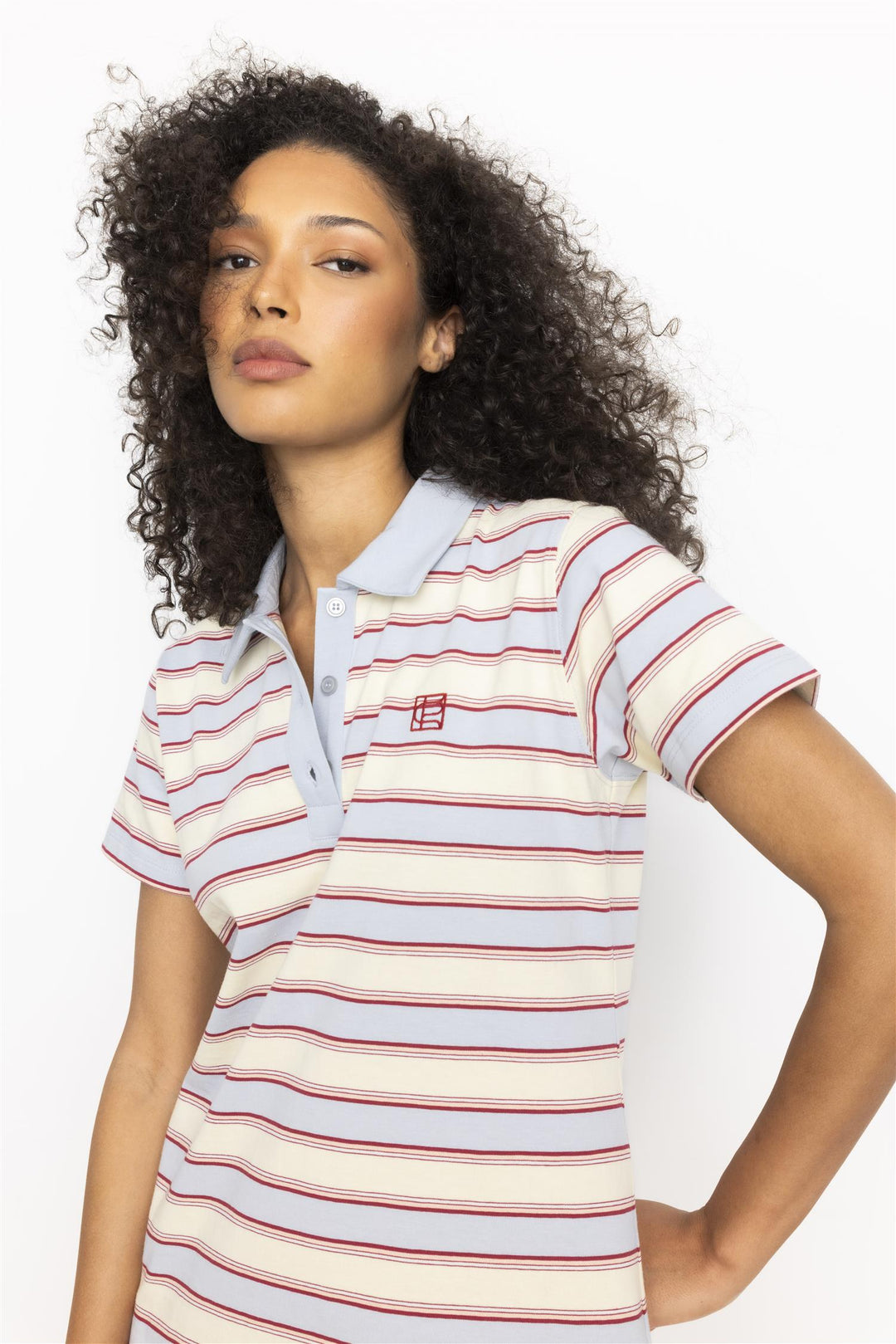 Emma Polo Dress  Ocean Stripe