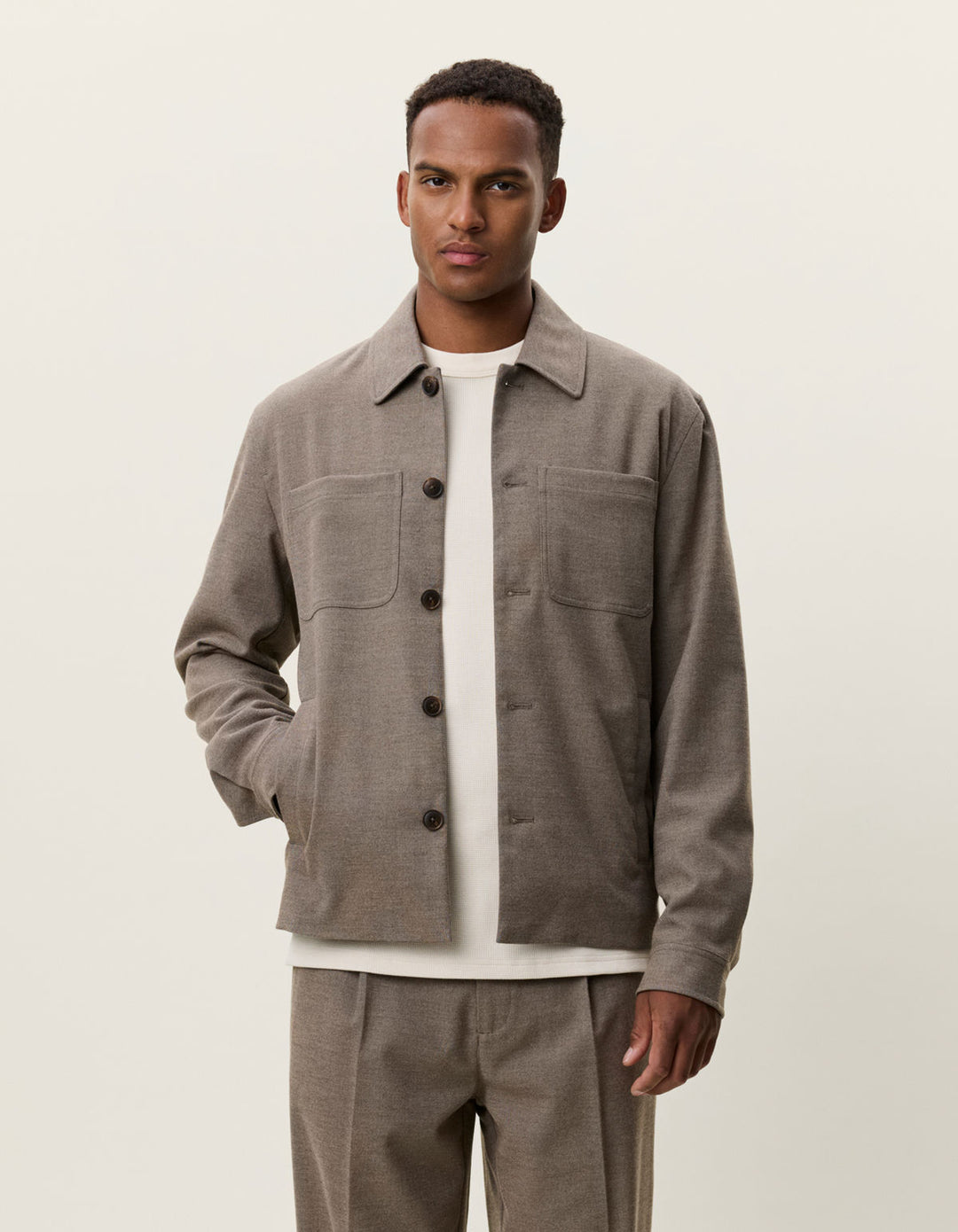 Flannel Hybrid Jacket Dark Sand