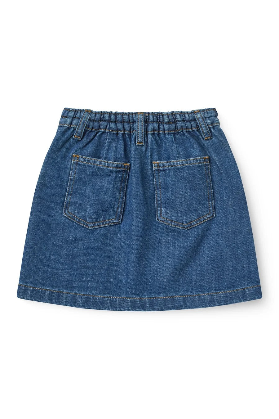 DENIM SKIRT W. BRAID DETAILS  Indigo Blue Wash