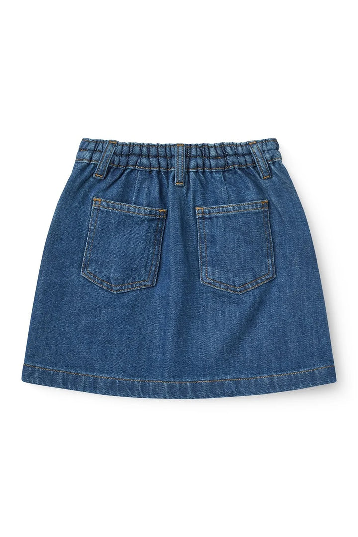 DENIM SKIRT W. BRAID DETAILS  Indigo Blue Wash