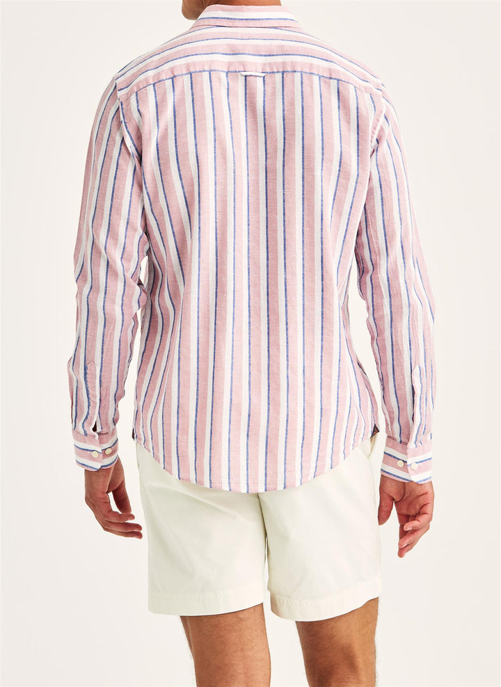 Douglas Linen Mix Stripe Shirt-Classic Fit  Pink