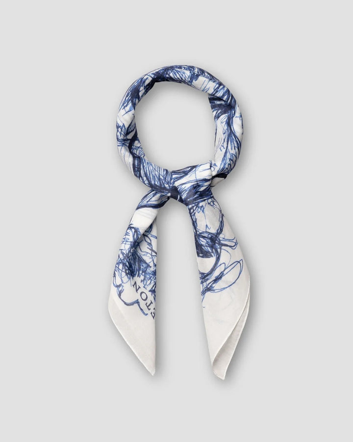 Fine Foliage Cotton Bandana  White