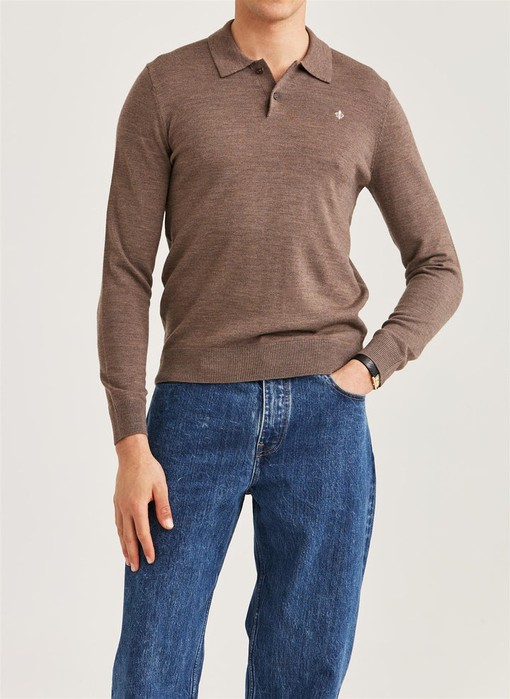 Merino Polo Knit  Brown