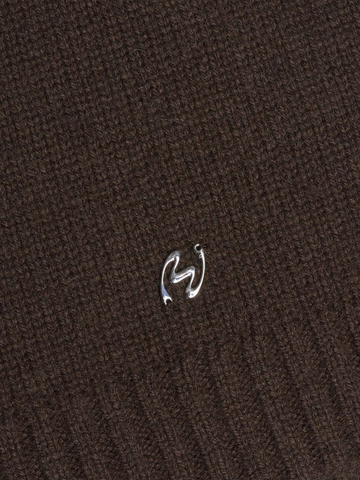 M. Wool Zip Cardigan  Dk. Brown