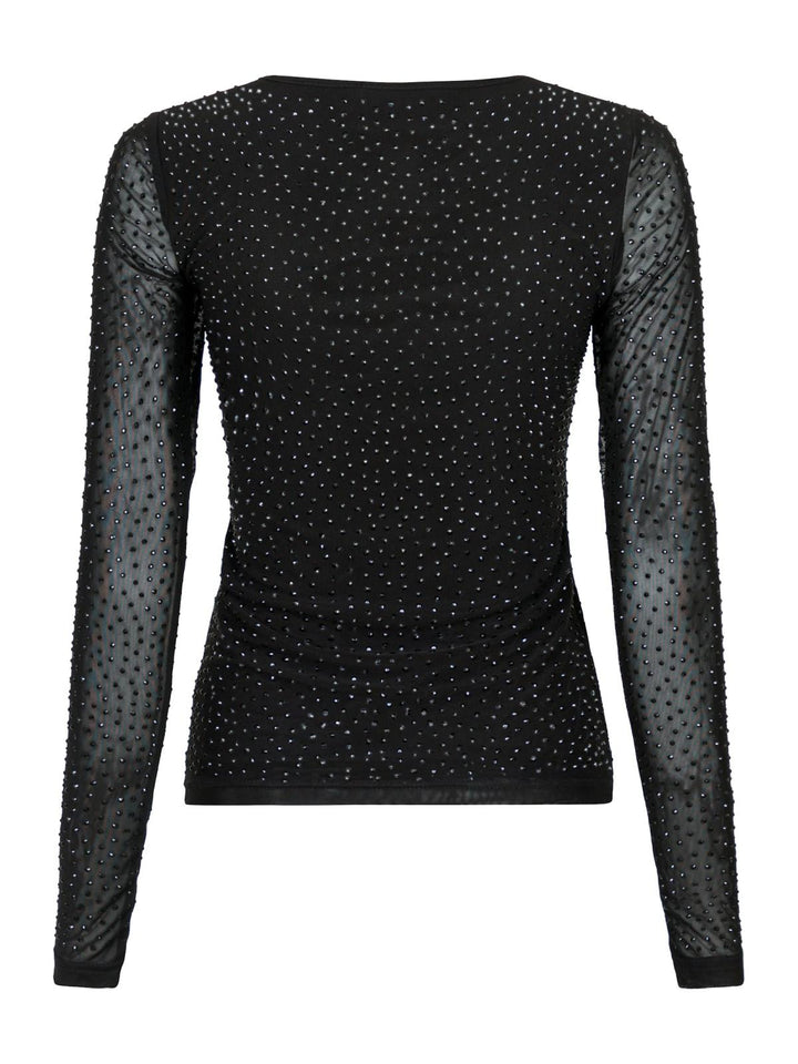 Basira Stone Mesh Blouse  Black