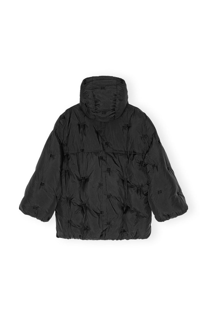 NYLON TECH PUFFER MIDI JACKET  Black