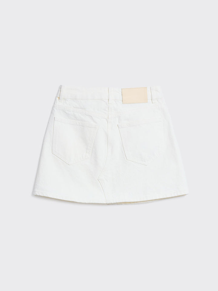 Denim Mini Skirt  White