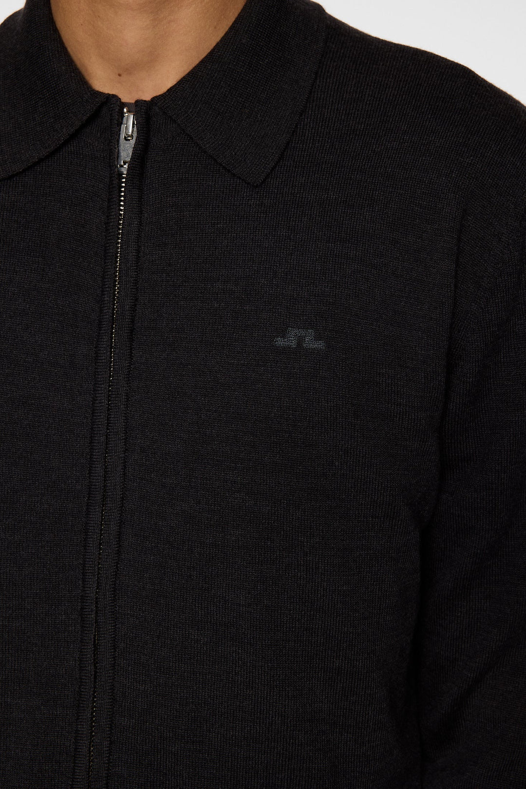 Kaleb Merino Zip Cardigan  Dark Grey Melange