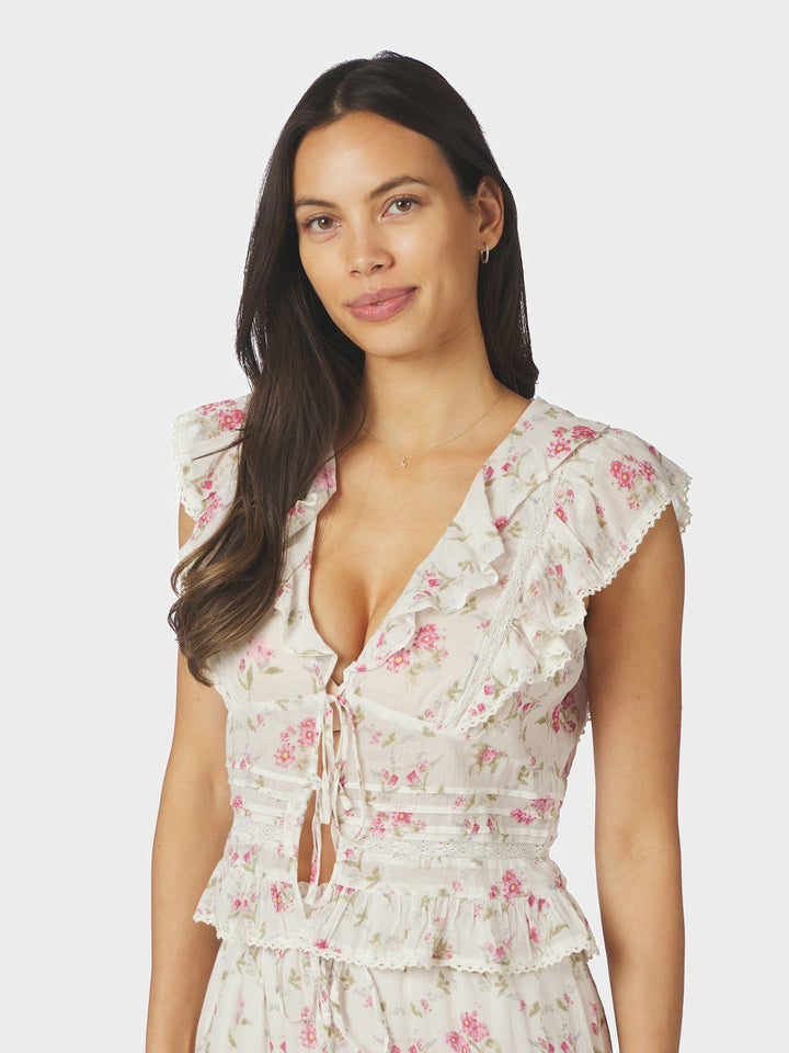 Netali Spring Flower Top  Off White