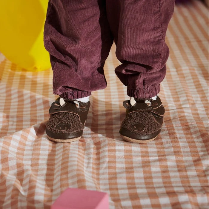 Buffalo leather slippers  Dark Brown