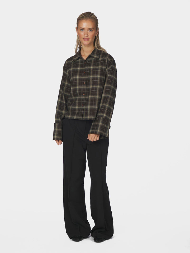 Jaylin Flannel Check Shirt Dark Brown