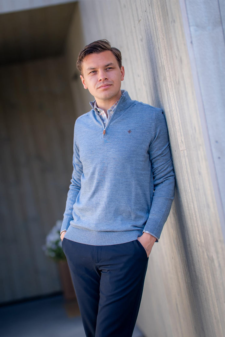 Merino John Zip  Blue