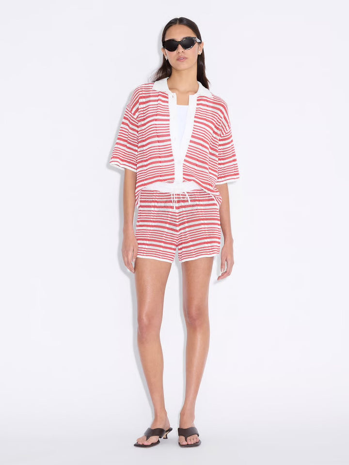 Kelp Striped Shorts  Red Stripe