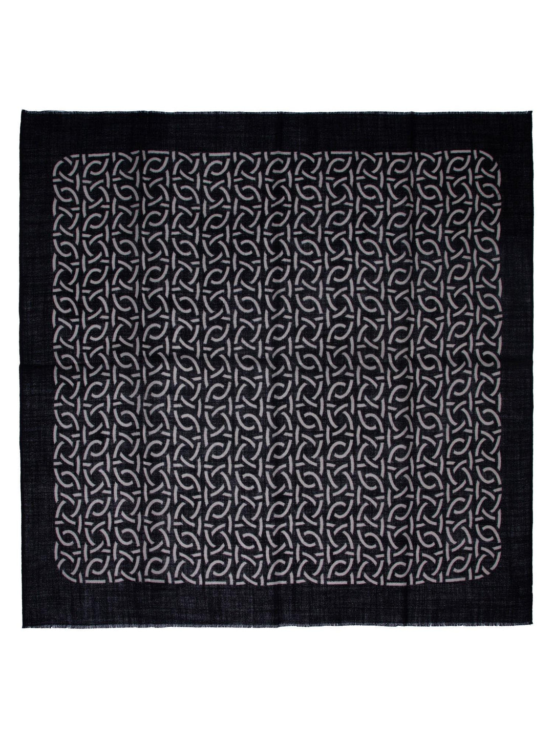 Skjerf Ull M/mønster 85x85cm Sort/beige* Sort/Beige