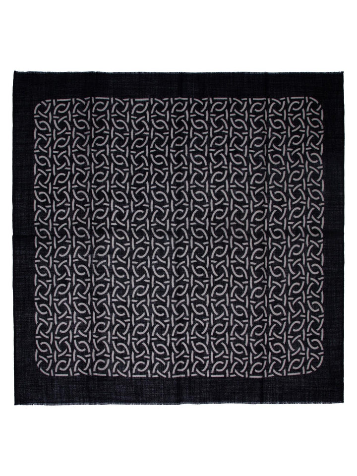 Skjerf Ull M/mønster 85x85cm Sort/beige* Sort/Beige