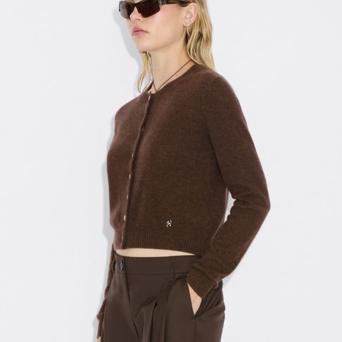 W. Cashmere Cardigan 26-01  Dk. Brown