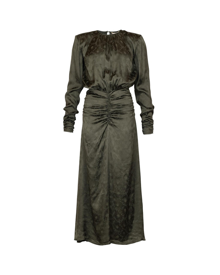 Jacquard Rouching Dress Forest