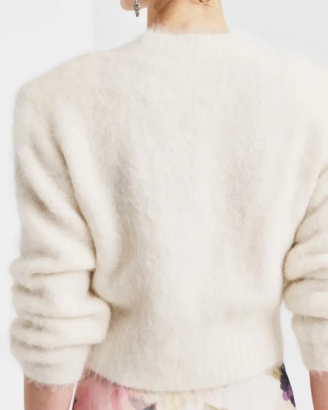 Hairy knit fitted sweater  Off White