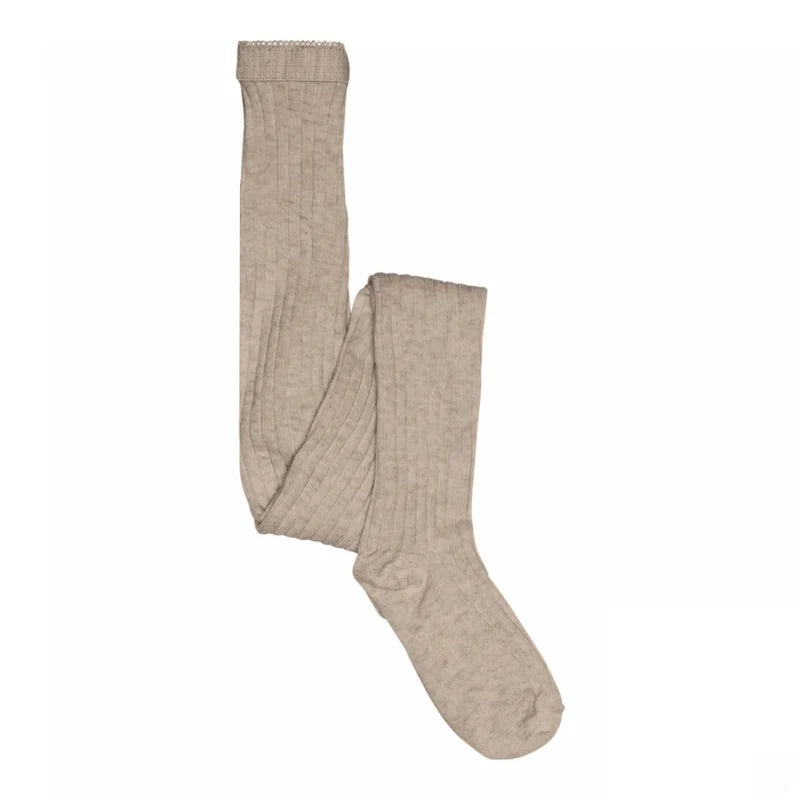 Wool rib tights  Light Brown Melange