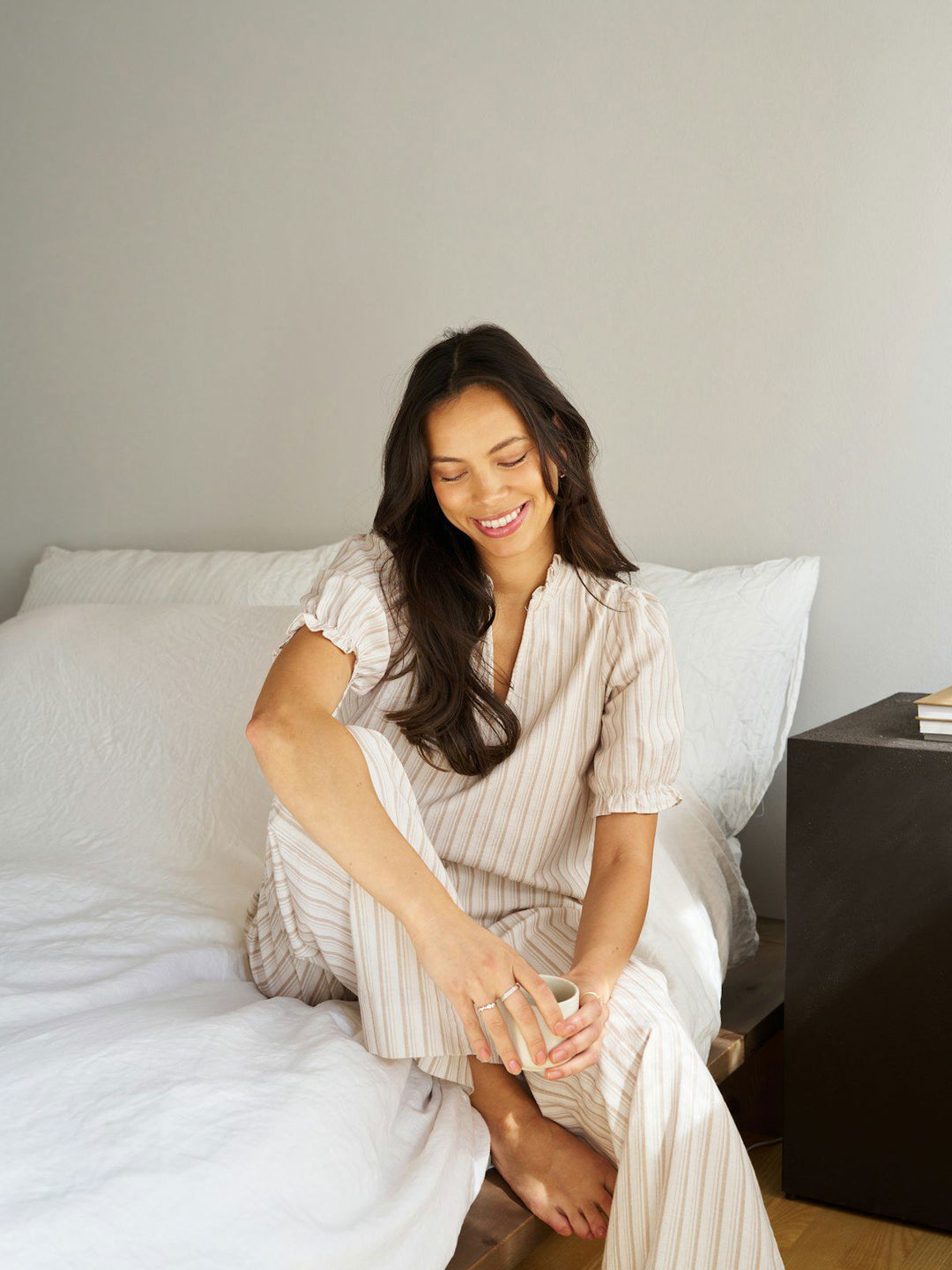 Odesa Linen Stripe Blouse  Sand