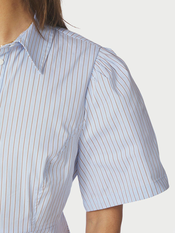 Janelle Stripe Shirt  Blue/Brown Stripe