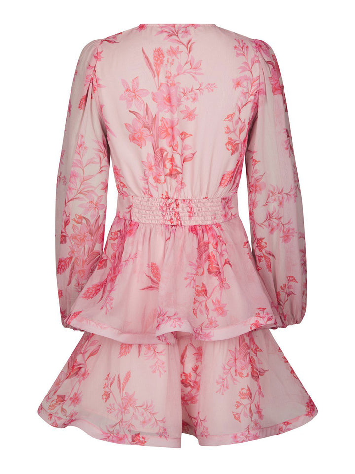Rivana Print Chiffon Dress  Pink