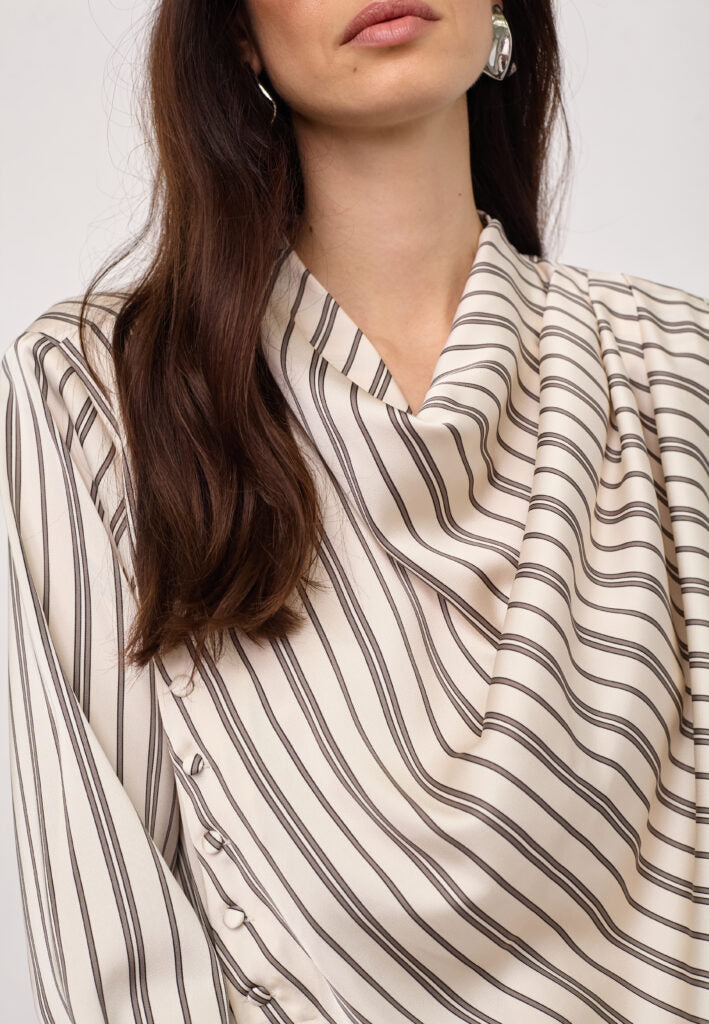 HellyCC Button Stripe Blouse  Offwhite
