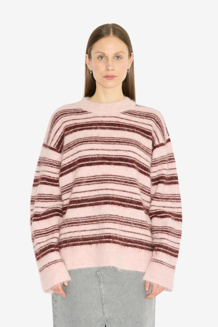 Fluffy Stripe Crew  Lt. Pink Mix