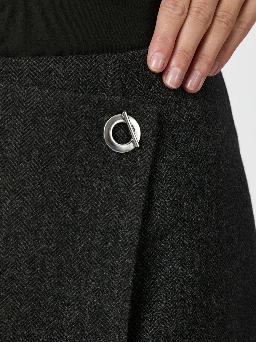 Marisi Herringbone Skirt  Dark Grey