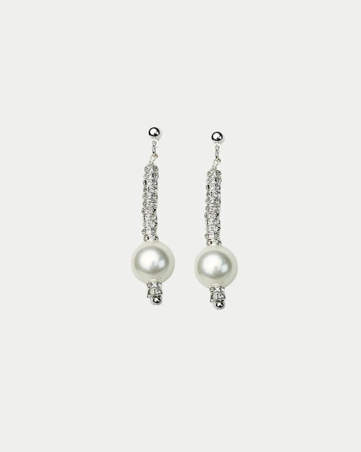 Pearl Glow Pin Earrings Silver  Sølv
